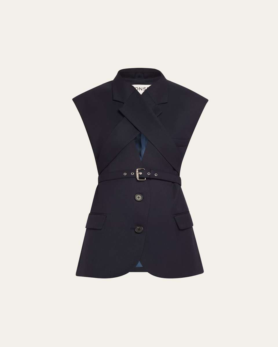 Belted Crisscross Jacket Vest
